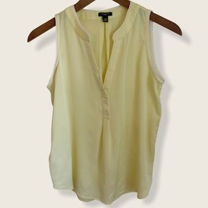 Ann Taylor Lemon Yellow Sleeveless V-Neck Blouse